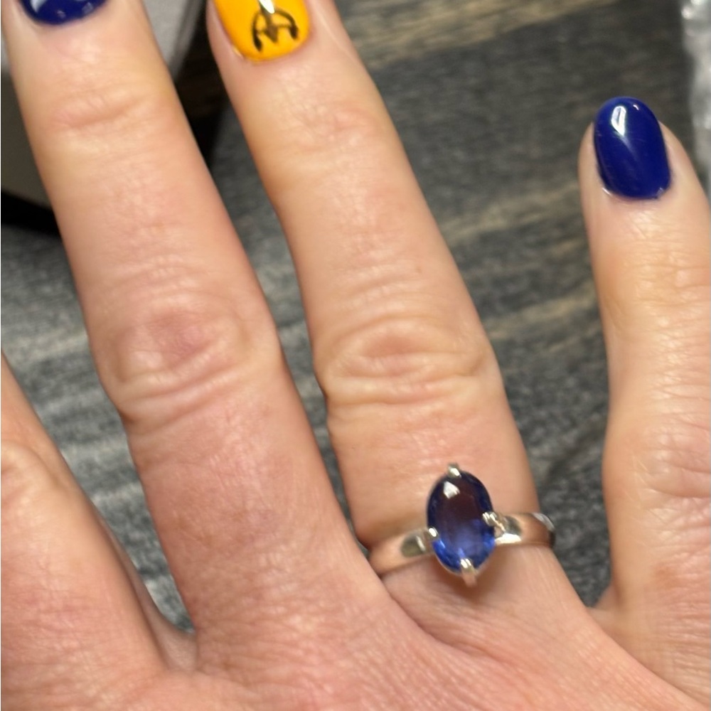 6Ct of Natural Blue Sapphire AGI certified Ring Sz 7.75 in 925 Sterling Silver - Picture 13 of 14
